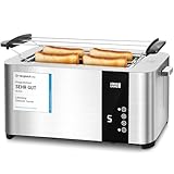 LEBENLANG Langschlitz Toaster 4 Scheiben mit Brötchenaufsatz - Touchscreen...