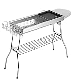 BBQ Grills Zusammenklappbarer Edelstahl-Grillgrill Holzkohle Im Freien 5...