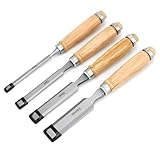 QWOR 4tlg. Stechbeitel Set für Holz - Scharfes Stecheisen Set 6, 12, 19,...