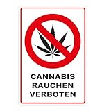 Cannabis rauchen verboten Schild aus Alu Dibond in 300 x 200 mm -...