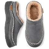 Zigzagger Herren Memory Foam Suede Mokassins Hausschuhe, Dunkelgrau,...