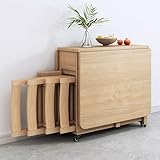 Klappbarer Esstisch Set für 4-6, Massivholz Ausziehtisch mit 4 Stühlen,...