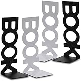 BUCOMTU Buchstütze 4 Stück Schwarz und Weiß Bücherstütze Buchstützen...
