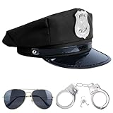 Makone Police Costume Dreiteiliges Set Police Hat,Handschellen Polizei echt...