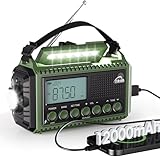 Mesqool Kurbelradio mit 12000mAh Powerbank, AM/FM/SW Notfallradio mit...