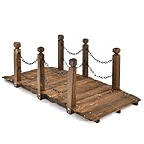 GOPLUS Holzbrücke aus Fichtenholz, 150 x 67cm x 55cm Teichbrücke bis 180...