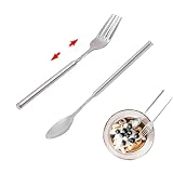 2 Teiliges Ausziehbares Besteck-Set - Edelstahl Teleskop-Löffel Und Gabel...
