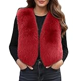 Generisch Warme Winterjacke mit dickem Fleecefutter (Red, M)