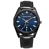 Geoffrey Beene Herren Silber Minimalistische Vegane Leder Kleid Uhr...