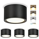 KYOTECH LED Aufbauspots Dimmbar, Ø95x55mm Deckenspots Schwarz, inkl. 7W...