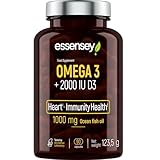 ESSENSEY - Omega 3 2000 UI I 1000mg Fischöl pro Kapsel I 90 Kapseln I...