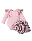 Haokaini Baby Mädchen Kleidung Rock Set Rüschen Langarm gerippt Strampler...