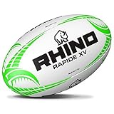 Rhino Rugby Ball Rapide White Xv – Größe 5 Rugbyball, weiß/grün, 5