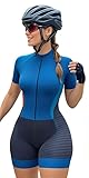 Damen Triathlon Anzug Einteiler Radanzug Langarm Skinsuit Jumpsuit...
