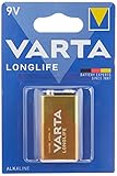 VARTA 10510122 - Longlife 9V Block 6LR61 Batterie Alkaline E-Block...