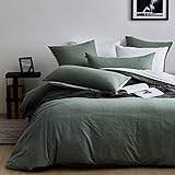 MILDLY Bettwäsche 155x220 Baumwolle Salbeigrün, -Sets 100% Gewaschene mit...