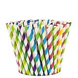 GUSTO [200 Pack] Striped Paper Drinking Straws 100% Biodegradable -...