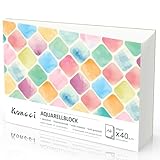 Koncci Aquarellpapier A4, 40 Blatt Aquarellblock, Kaltgepresst 300g/m²...