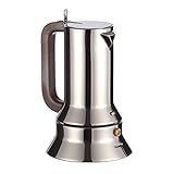 Alessi Espressomaschine 3.Tassen für Induktion Edelstahl, silber, 7 x 11.5...