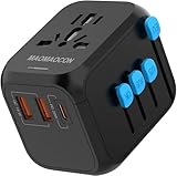 Reiseadapter Weltweit, Universal Reisestecker mit PD20W, 2 USB, 1 USB C und...