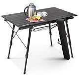 Arebos Campingtisch faltbar 90 x 51,5 cm | Klapptisch höhenverstellbar...