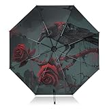 Raven Rose Red Moon UV-Schutz-Regenschirm, kompakt, für Regen und Sonne...