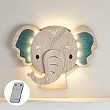 Lights4fun LED Wandleuchte Elefant aus Holz mit Fernbedienung Timer...