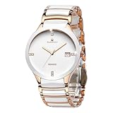 GUANHAO Keramik-Herrenuhren, schwarz-weißes Zifferblatt, Quarzuhrwerk,...