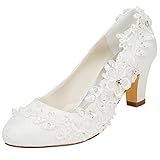 Emily Bridal Brautschuhe Frauen Seide wie Satin Stämmiger Absatz...