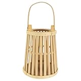 LOLIPPYY Dekorative Bambuslaterne Klein mit Henkel Tragbar Winddicht für...