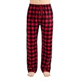 JTPW Men's 100% Cotton Flannel Sleep Pajama Pants With Pockets, Black Red...