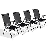 CCLIFE Gartenstühle Alu 4er Set,Gartenstuhl Hochlehner Klappbar,...