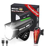 BOLEi LED Fahrradlicht Set 100 LUX | StVZO Zugelassen Fahrradlampe...