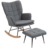 HOMCOM Schaukelstuhl Schwingsessel mit Hocker, Armlehnsessel, Stillsessel...