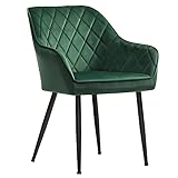 SONGMICS Esszimmerstuhl, Sessel, Loungesessel, mit Armlehne, Bezug aus...
