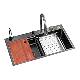 Waterfall Edelstahl Spülbecken Küchenspüle Spüle Küche Schwarz...