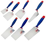 Kellen Set 7-tlg: Maurerkelle S-Hals (160mm und 180mm) + Gipserspachtel...