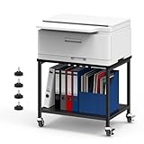 smusei Druckerständer Schwarz, 2-Stufige Druckertisch mit Rollen,...