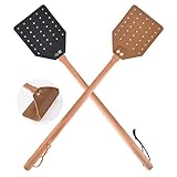 2 Stück Fliegenklatsche Leder, Fliegenklatsche Stabil mit Holzstiel,...