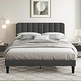 VECELO Polsterbett 140 x 200 cm Doppelbett mit Höhenverstellbarem...