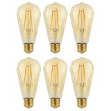 NCC-Licht 6 x Retro LED Leuchtmittel ST64 Edison 2W warmweiß 2700K,...