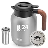 LEBENLANG Thermoskanne 1,5L Keramikbeschichtung - Inkl. Teesieb I 24h Heiß...
