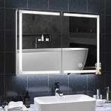 DICTAC Spiegelschrank Bad mit LED Beleuchtung und Steckdose Doppelspiegel...