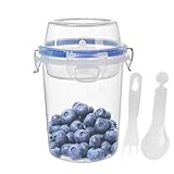 Müslibecher zum Mitnehmen – Snackglas mit Gabel Löffel | Perfekter...