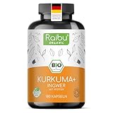 Raibu BIO Kurkuma mit Ingwer Kapseln mit Schwarzem Pfeffer - 180...