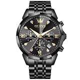 OLEVS Herrenuhr Edelstahl Diamant Formale Luxusuhr Leuchtend Wasserdicht...