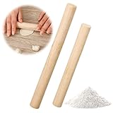 ALTcompluser 2 Stück Teigroller Holz, Buchenholz Nudelholz, 2 Größen...
