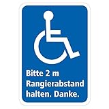 Aufkleber / Warnaufkleber Rollstuhlfahrer 2m Abstand halten KFZ 11,5 x 8 cm
