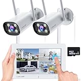 CAMCAMP Überwachungskamera Aussen Set mit Monitor - 2K 3MP Outdoor Ohne...