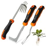 ROLLWAY 3er Set Unkrautstecher Edelstahl, Fugenkratzer Unkraut Hacke und...